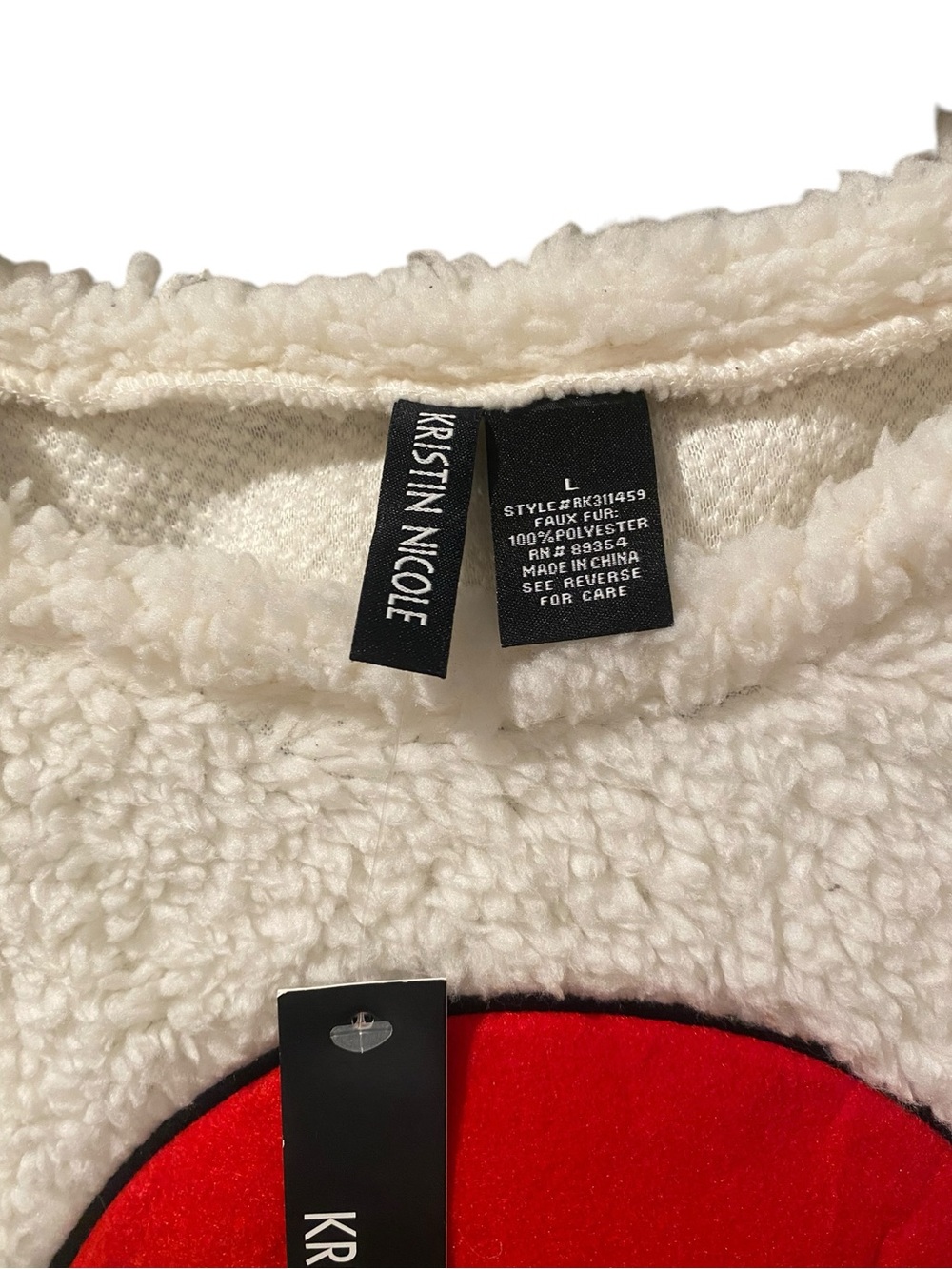 Kristen Nicole Pugs and Kisses Santa Hat Faux Fur Sweater Size Large NWT - Picture 3 of 5